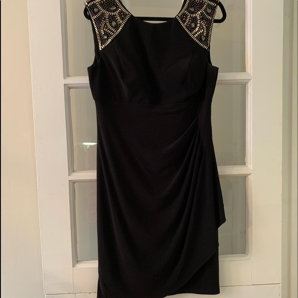 Beaded shoulder cocktail dress. Size 14. Very good condition.